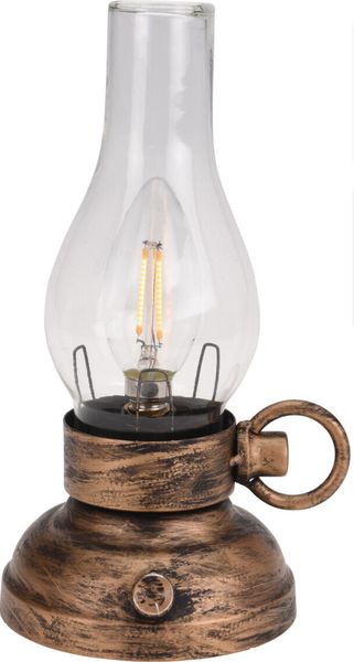 Hovedbilde Lykt brunt metall m/klart glass LED 21cm