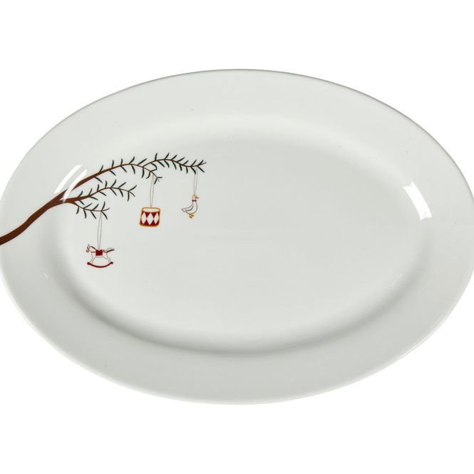 Hovedbilde Fat, ovalt, med julemotiv, 31x21x2 cm, porselen