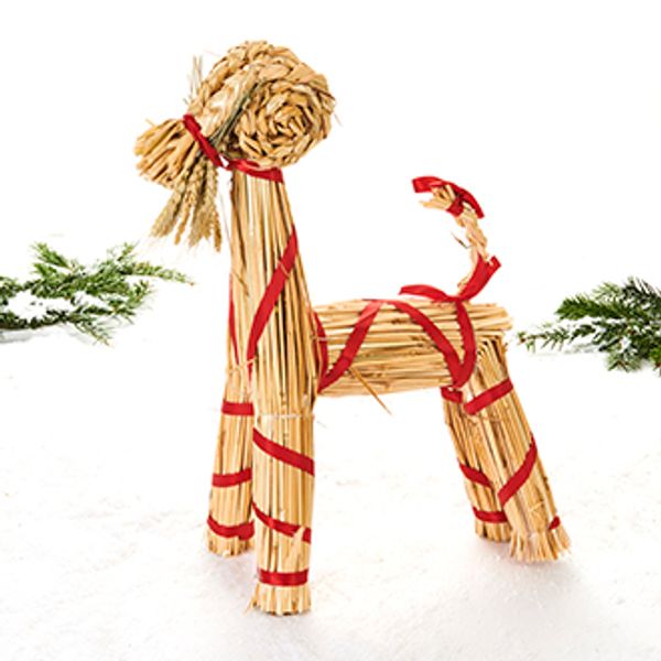 Hovedbilde Halmbukk med bånd, naturfarvet – 21CM