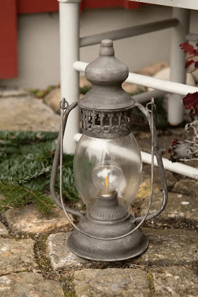 Hovedbilde LED batteri lyslykt, antikk, H:33 cm