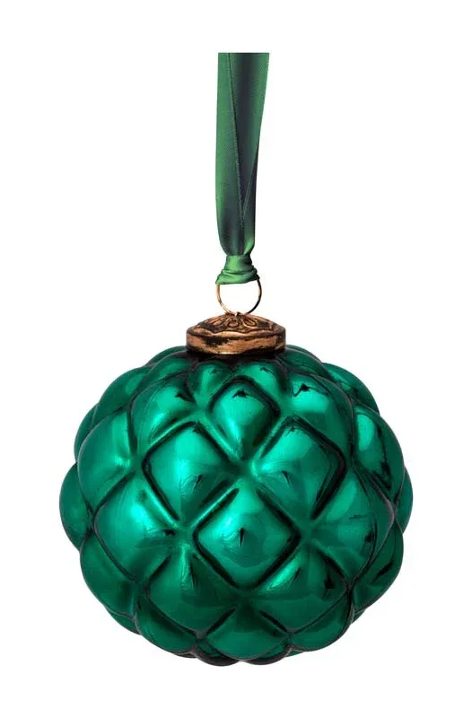 Julekule glass, Mørk grønn, Ø:12,5 cm