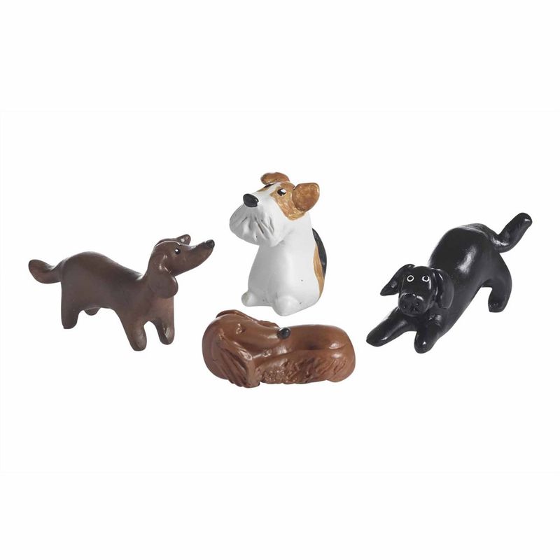 Minifigur Hunder, H:1,5-2,9 cm, 4 ass