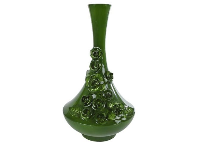 Hovedbilde Vase blomster metall grønn 19x19x34cm