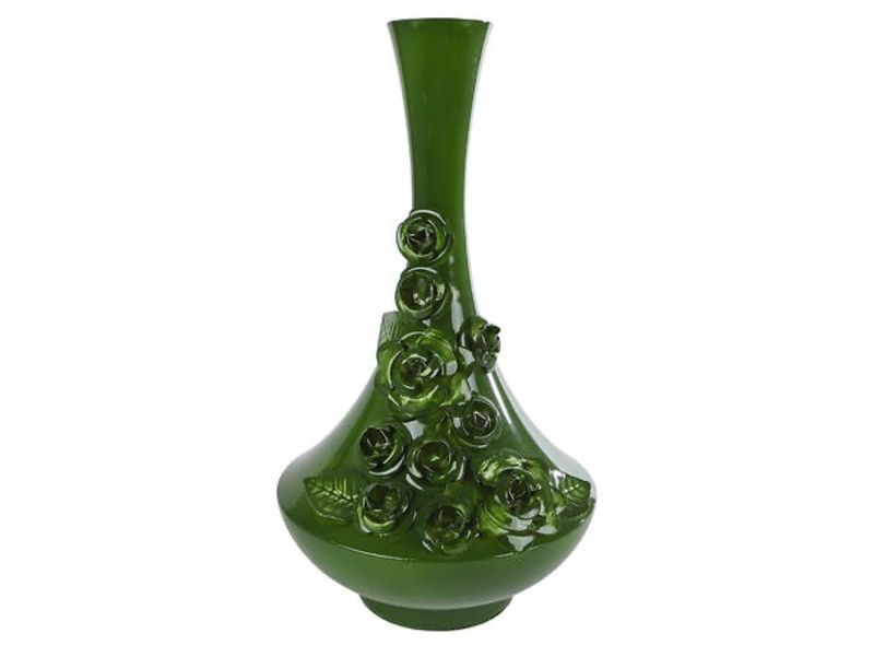 Vase blomster metall grønn 19x19x34cm