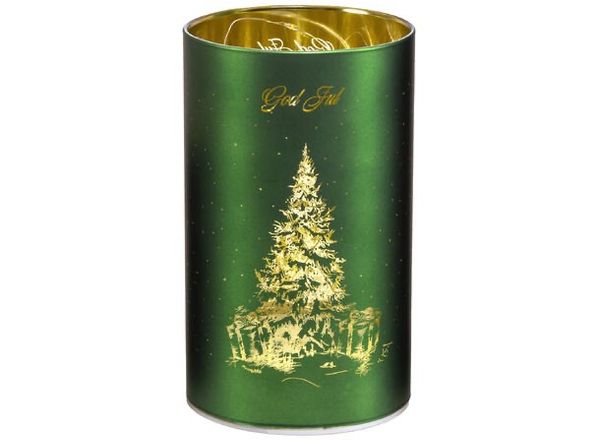 Hovedbilde Lyslykt LED God Jul Juletre grønn 9x15cm
