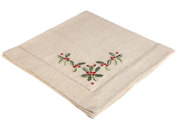 Hovedbilde Duk lin brodert m/kristorn 90x90cm