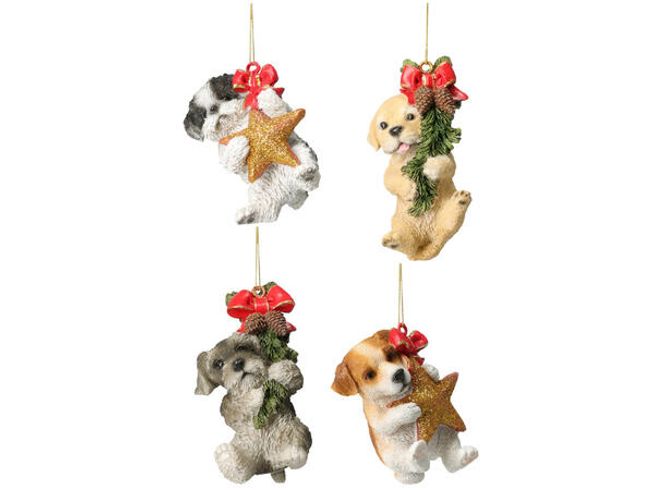Hovedbilde Juletrepynt Hund henge 6x8,5cm 4ass
