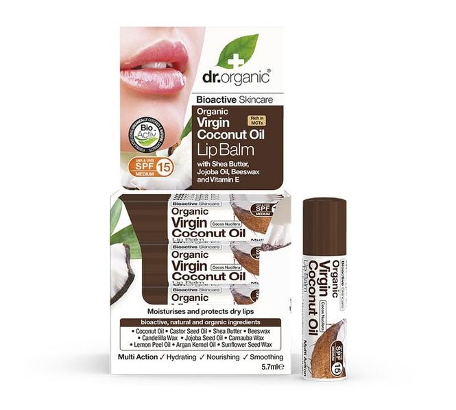 Hovedbilde Dr. Organic kaldpresset kokosolje leppepomade ...