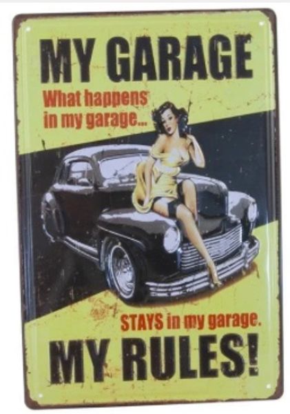 Hovedbilde Metallskilt MY GARAGE - MY RULES, 20 x 30 cm