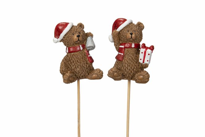 Hovedbilde Teddybjørn på pinne, 6 cm, ass