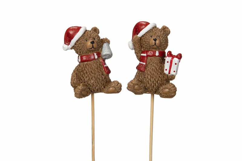 Teddybjørn på pinne, 6 cm, ass