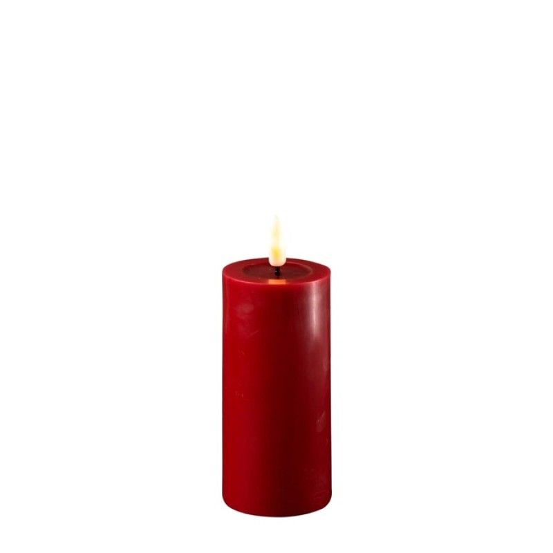 LED batteri Kubbelys, Bordeaux Rød, Ø:5 H:10 cm