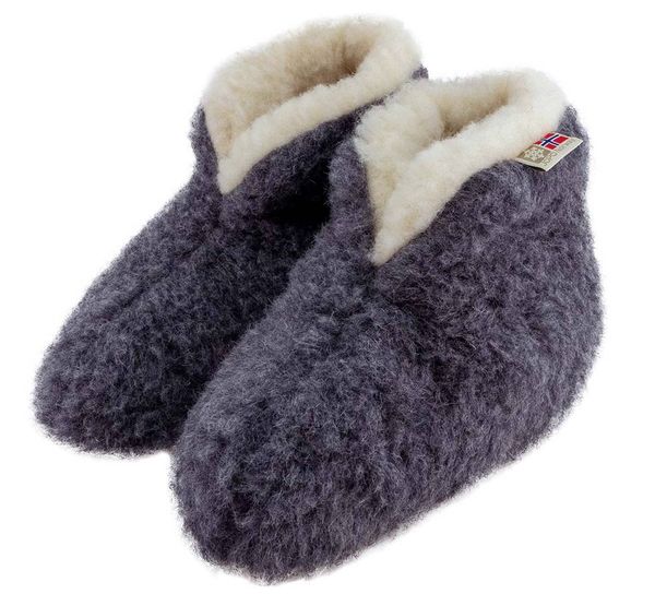 Hovedbilde Ulltøfler, grå, 100% merinoull, div størrelser