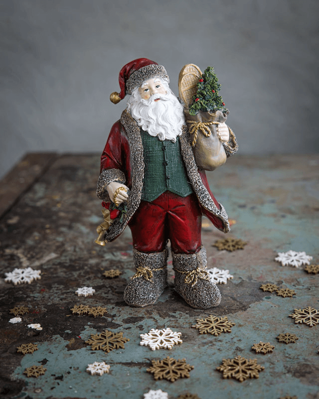 Nisse med sekk, H:23,5 cm, poly