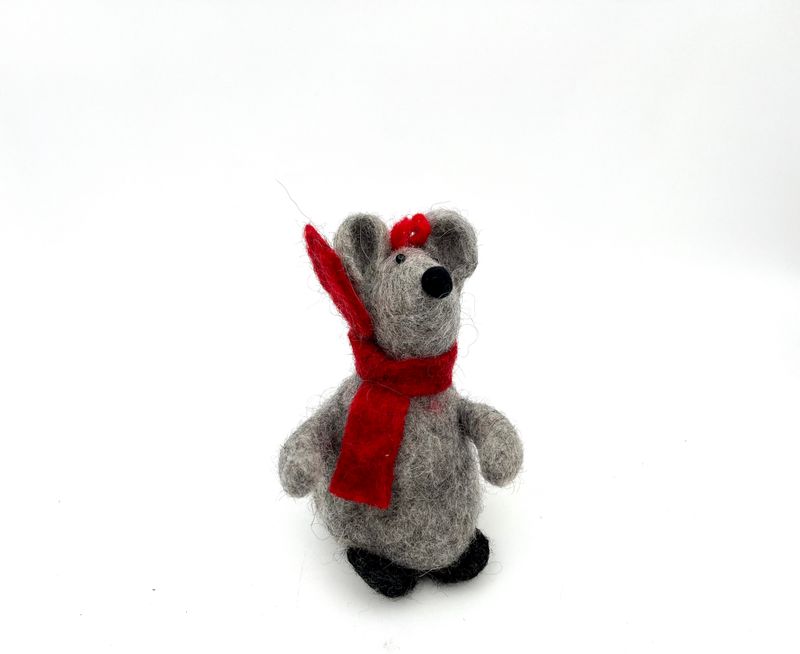 Mus mellomstor, håndlaget, H:14 cm