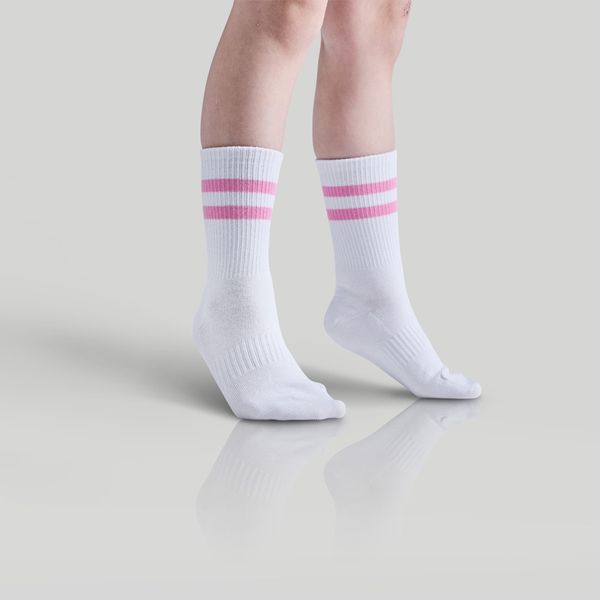 Hovedbilde Bambusa Tennissokker til barn, hvit med rosa ...