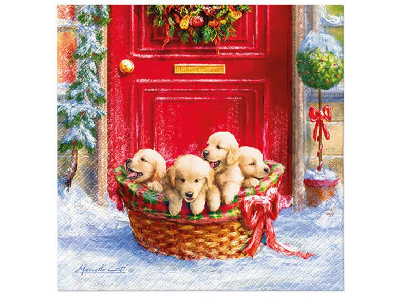 Serviett lunsj 20 stk Christmas Puppies