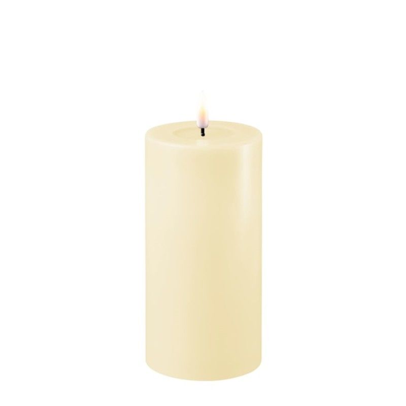 LED batteri Kubbelys (inne), Cream, Ø:7,5 cm, H:15 cm