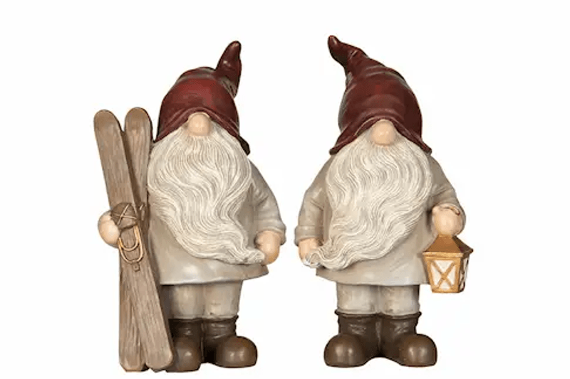 Nisse med Ski eller Lykt, H:18 cm, 2 ass