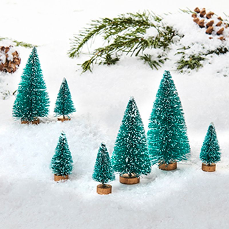 Juletrær, chenille, H: 3 cm / 7 cm 