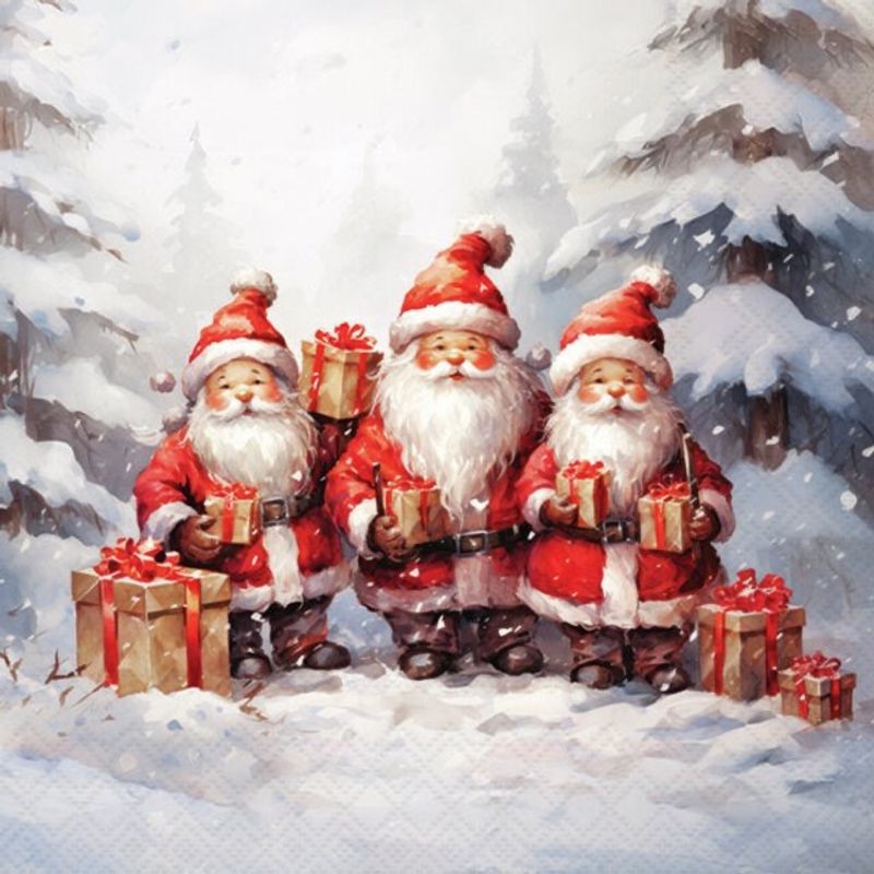 Servietter lunsj - Santa triplets 