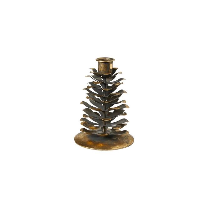 Hovedbilde Kronelysholder kongle i metal H: 14cm 