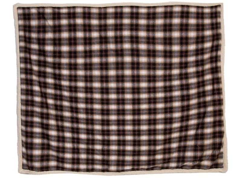 Pledd rutet brun Hytta sherpa 130x170cm