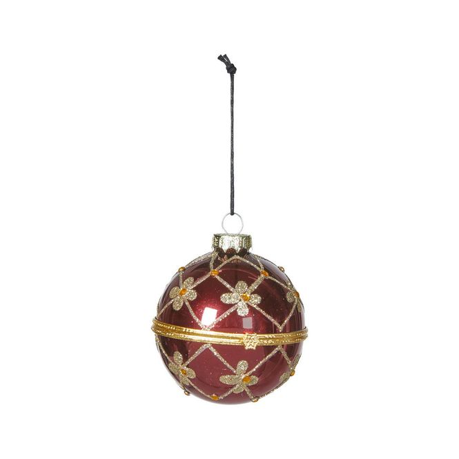 Hovedbilde Julekule med åpning, rød, D:8 cm, glass