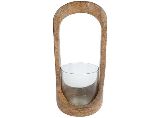 Hovedbilde Telyslykt mangotre/glass 11x11x27 cm