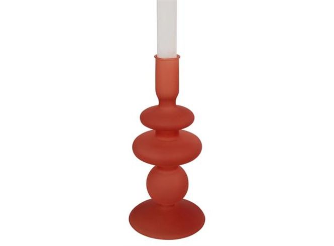 Hovedbilde Lysestake glass koral matt, Ø:9 H:20 cm
